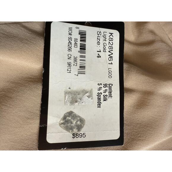 St. John Evening Pants Womens 14 Light Gold Silk Blend Wide Leg Palazzo Side Zip - Picture 3 of 7